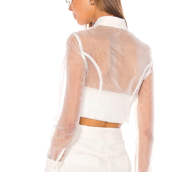 NWT Superdown Helena Revolve sheer mesh button down crop top - Picture 2 of 2